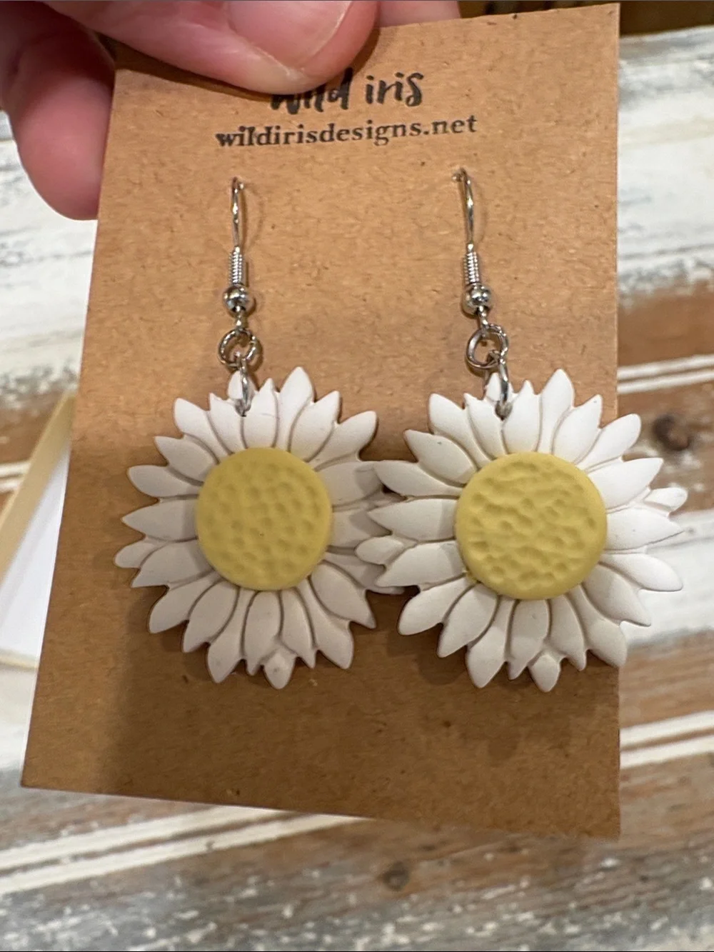 White and Yellow Daisy Drop Earrings